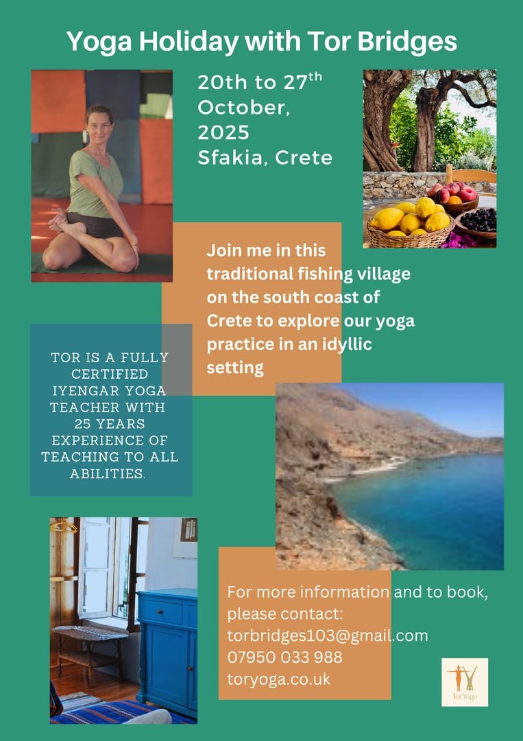 Iyengar yoga en vacances en Crète, Grèce, avec Victoria Bridges