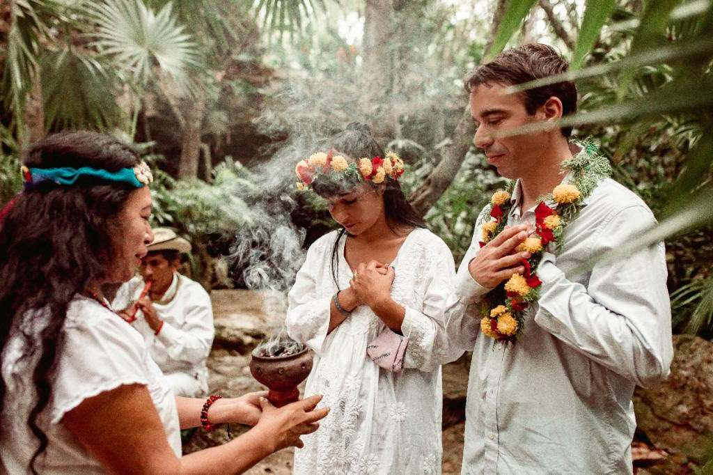 Cérémonie traditionnelle d'union matrimoniale maya
