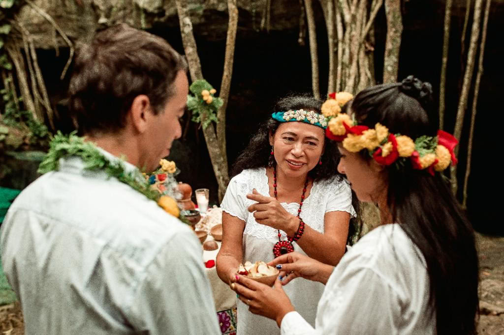 Cérémonie traditionnelle d'union matrimoniale maya