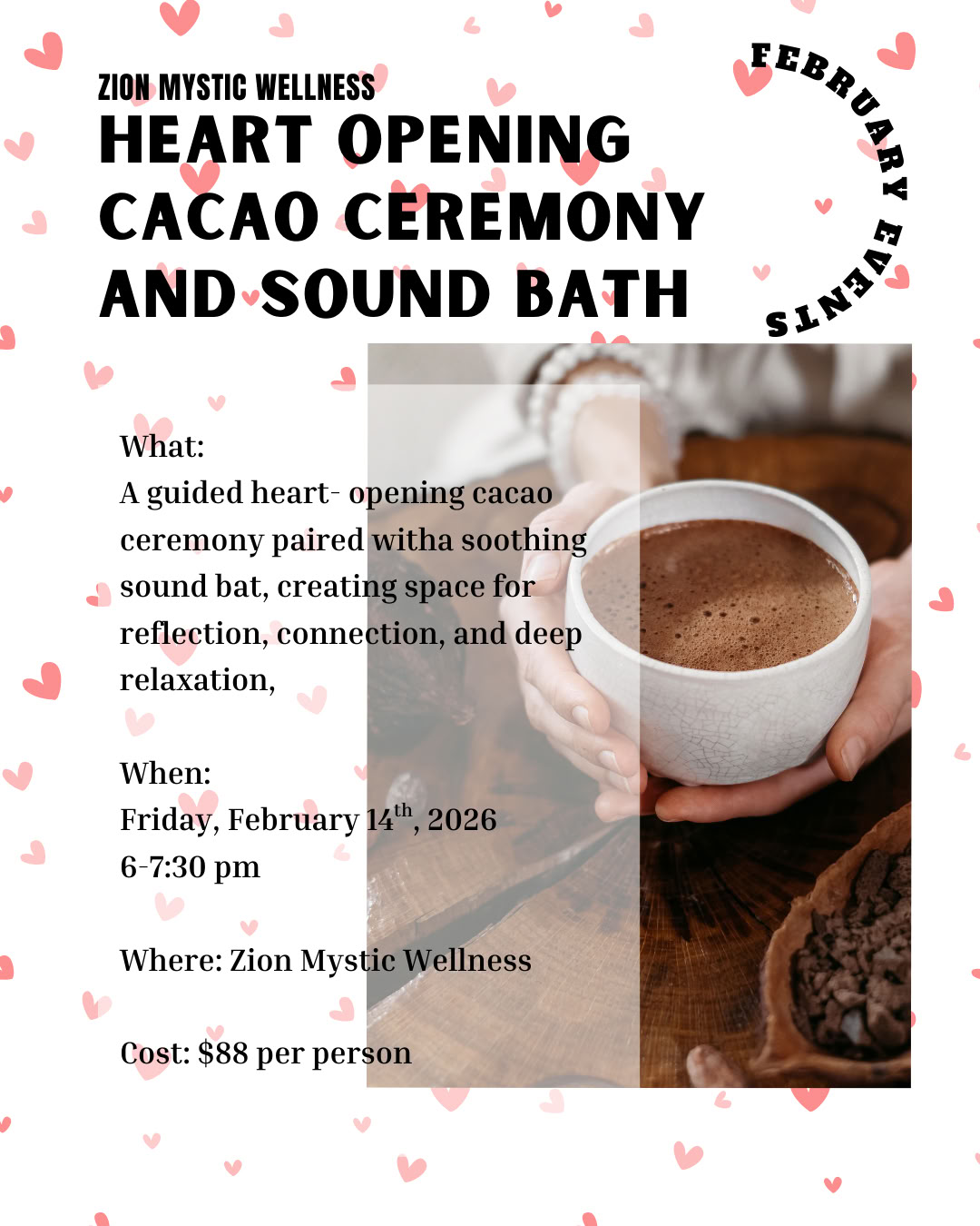 Cérémonie de cacao d’ouverture du cœur & bain sonore