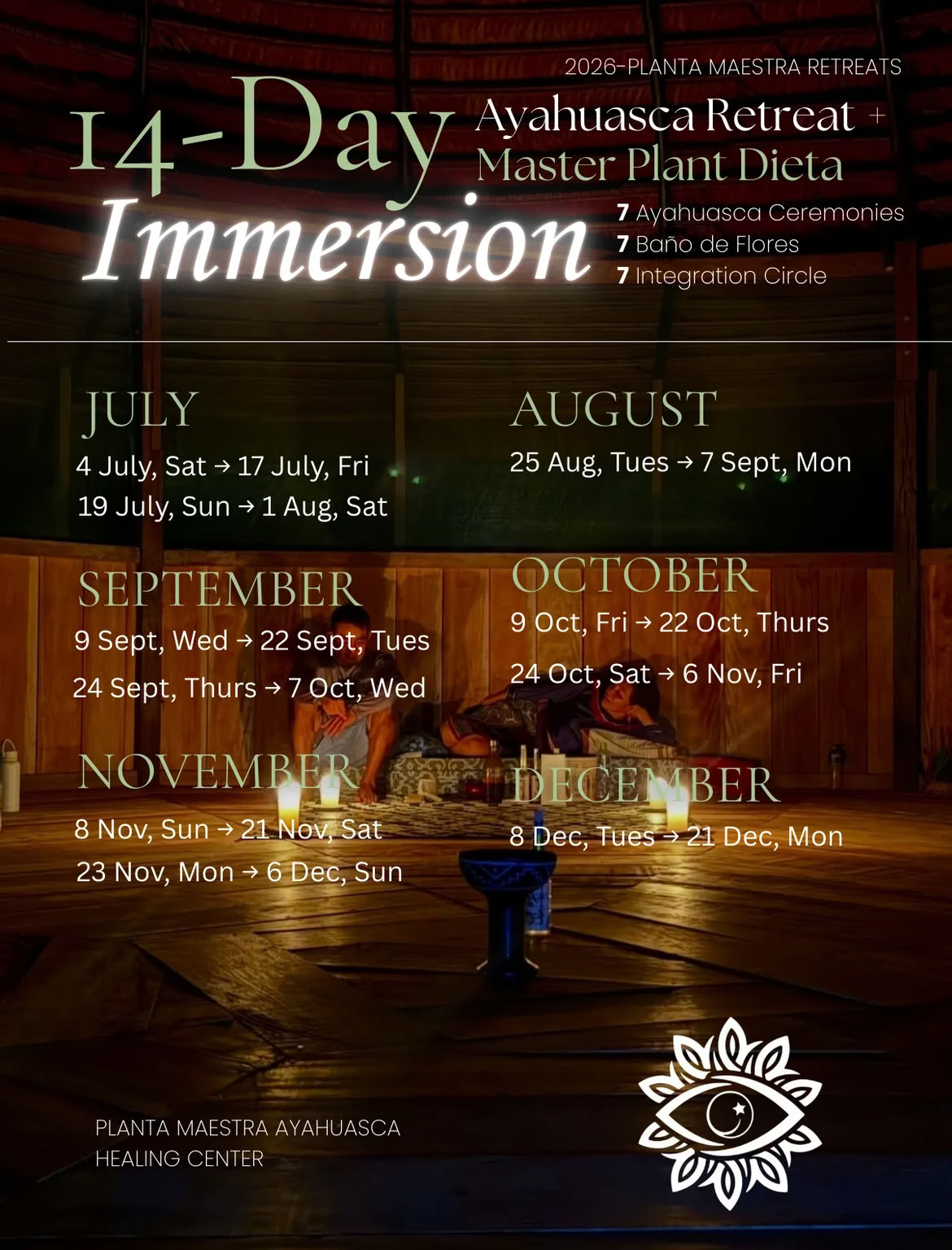 Immersion d'Ayahuasca de 14 jours + Diète des plantes maîtresses
