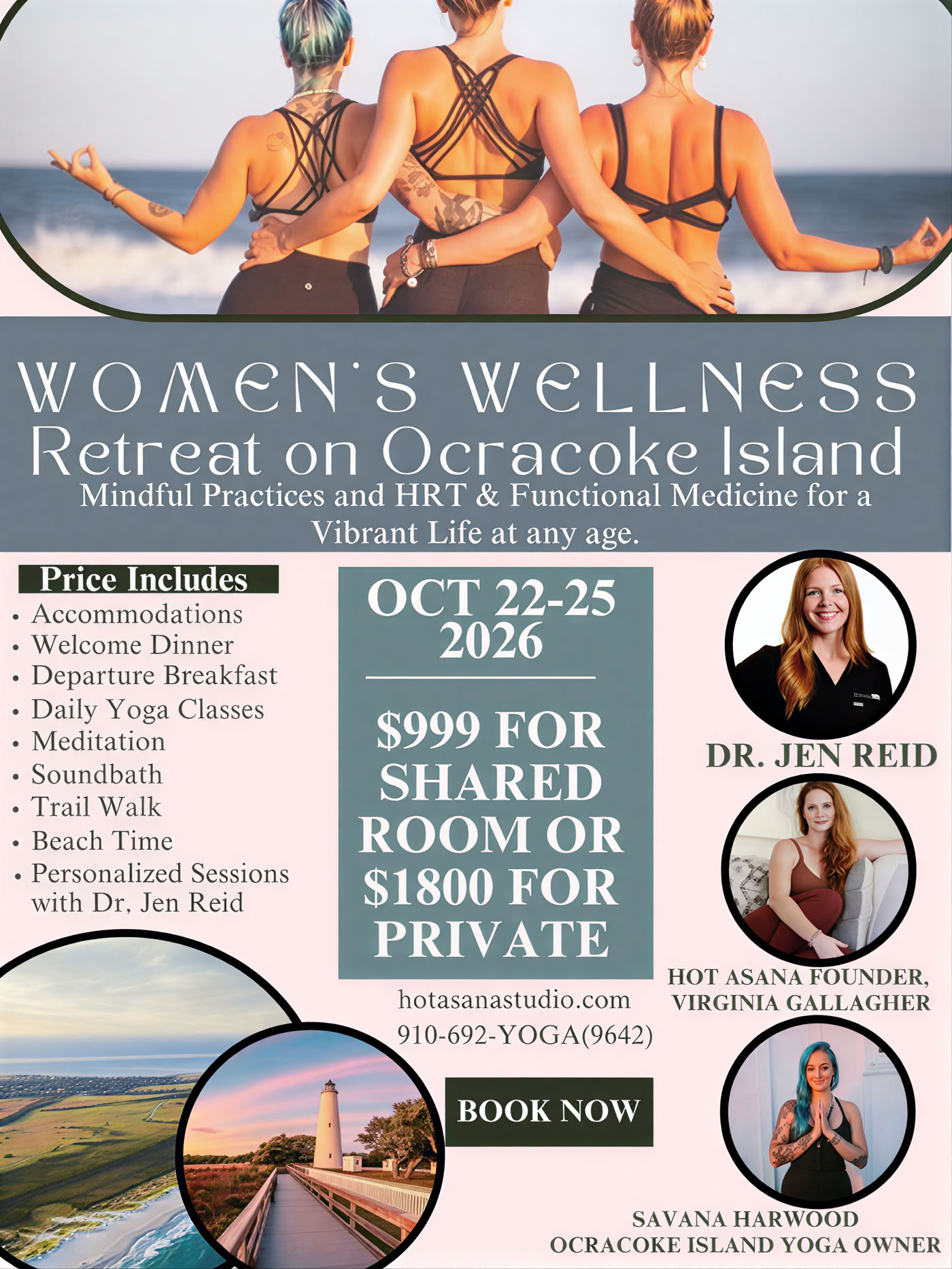 Retraite pour femmes sur l'île d'Ocracoke avec Dr. Jen Reid, Virginia Gallagher et Savana Harwood