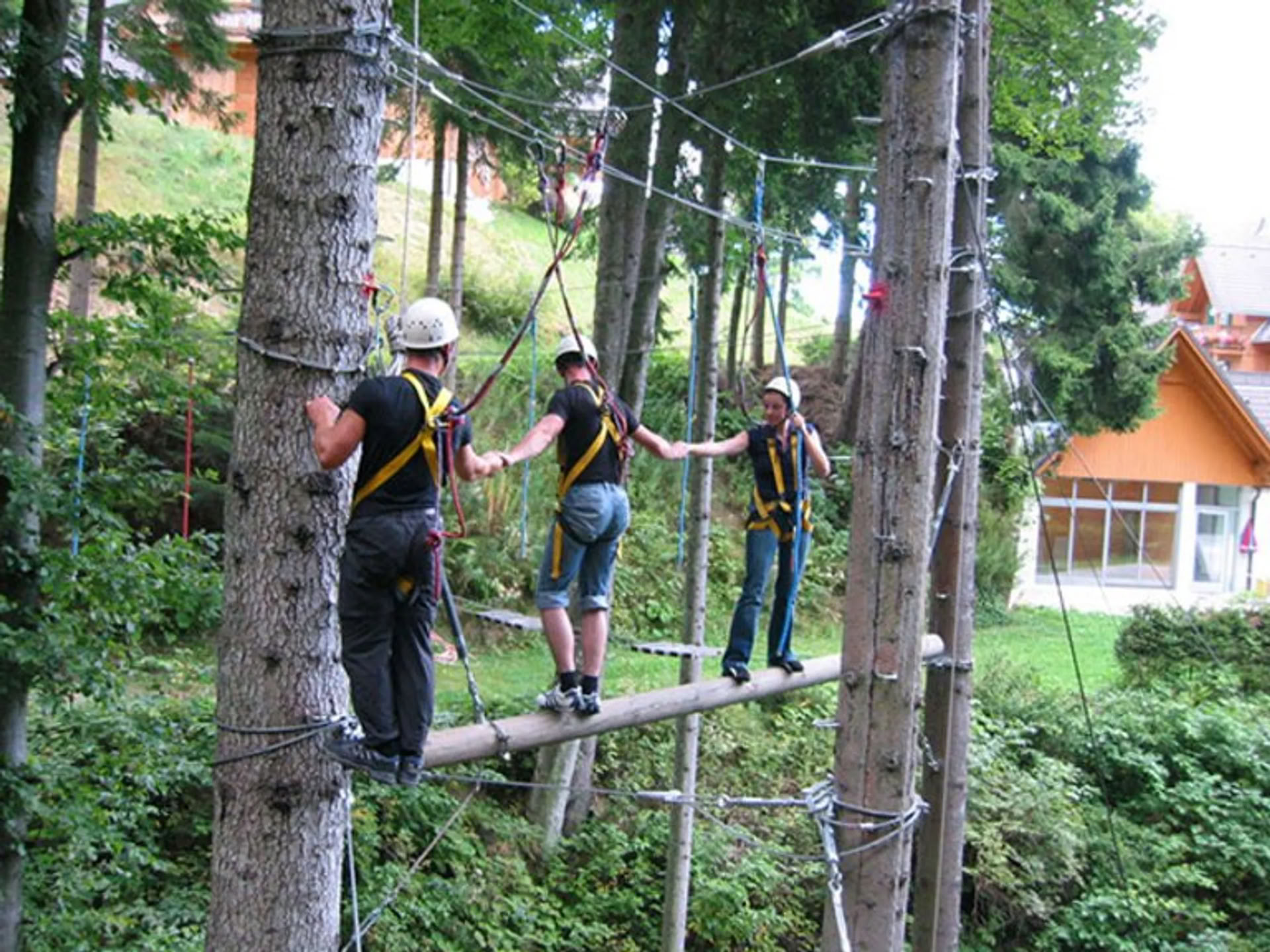 Parcours de cordes en hauteur