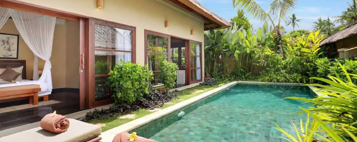 Villa avec piscine de deux chambres